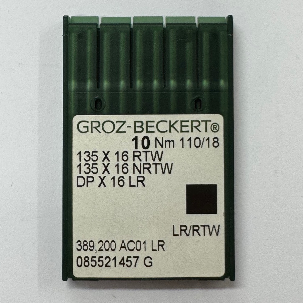 Industrial Machine Needles - Groz-Beckert 135X16 RTW / 135X16 NRTW / DPX16 LR - Size 110/18 - LR/RTW (Leather Reverse Twist) Point - Pack of 10 Needle