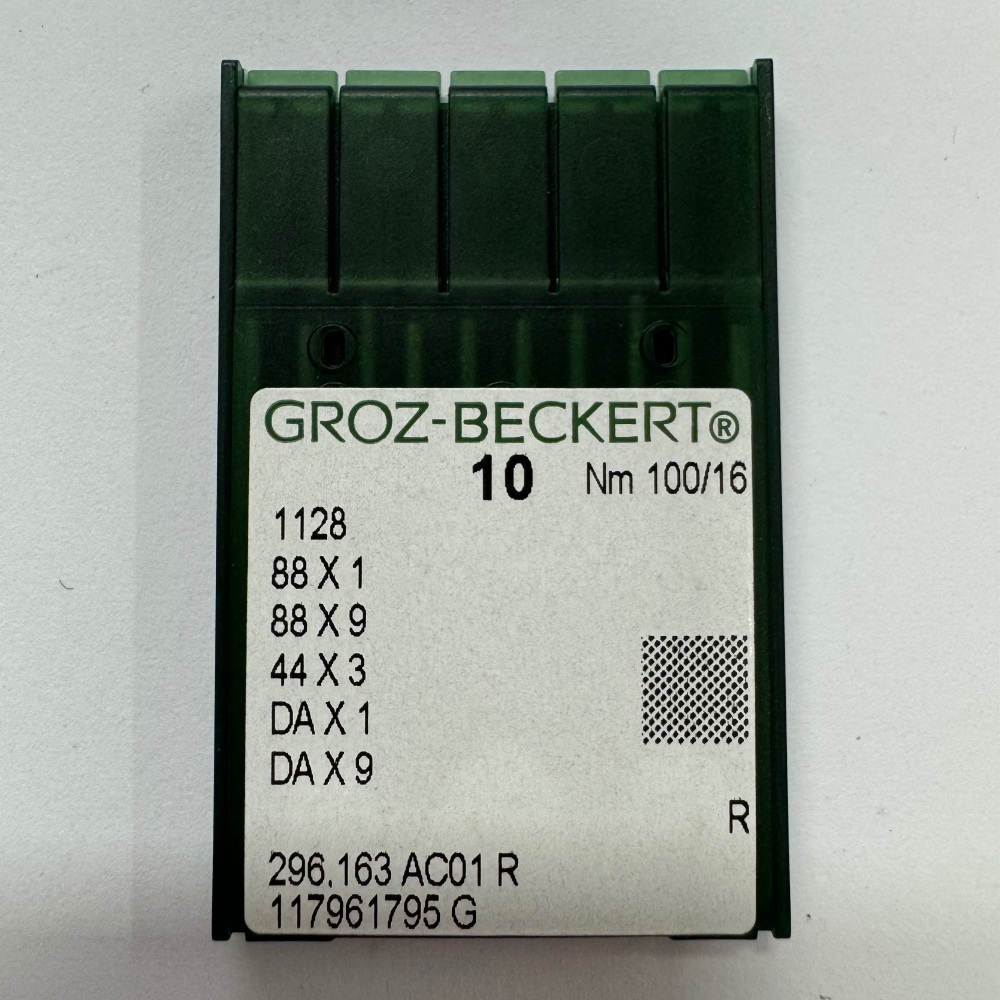 Industrial Machine Needles - Groz-Beckert 1128 / 88X1 / 88X9 / 44X3 / DAX1 / DAX9 - Size 100/16 - R (Regular Round) Point - Pack of 10 Needles