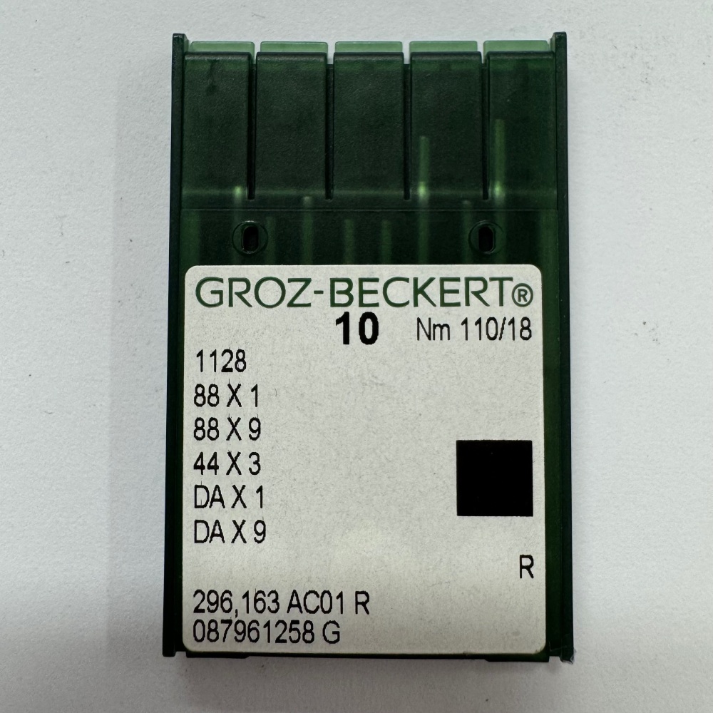 Industrial Machine Needles - Groz-Beckert 1128 / 88X1 / 88X9 / 44X3 / DAX1 / DAX9 - Size 110/18 - R (Regular Round) Point - Pack of 10 Needles