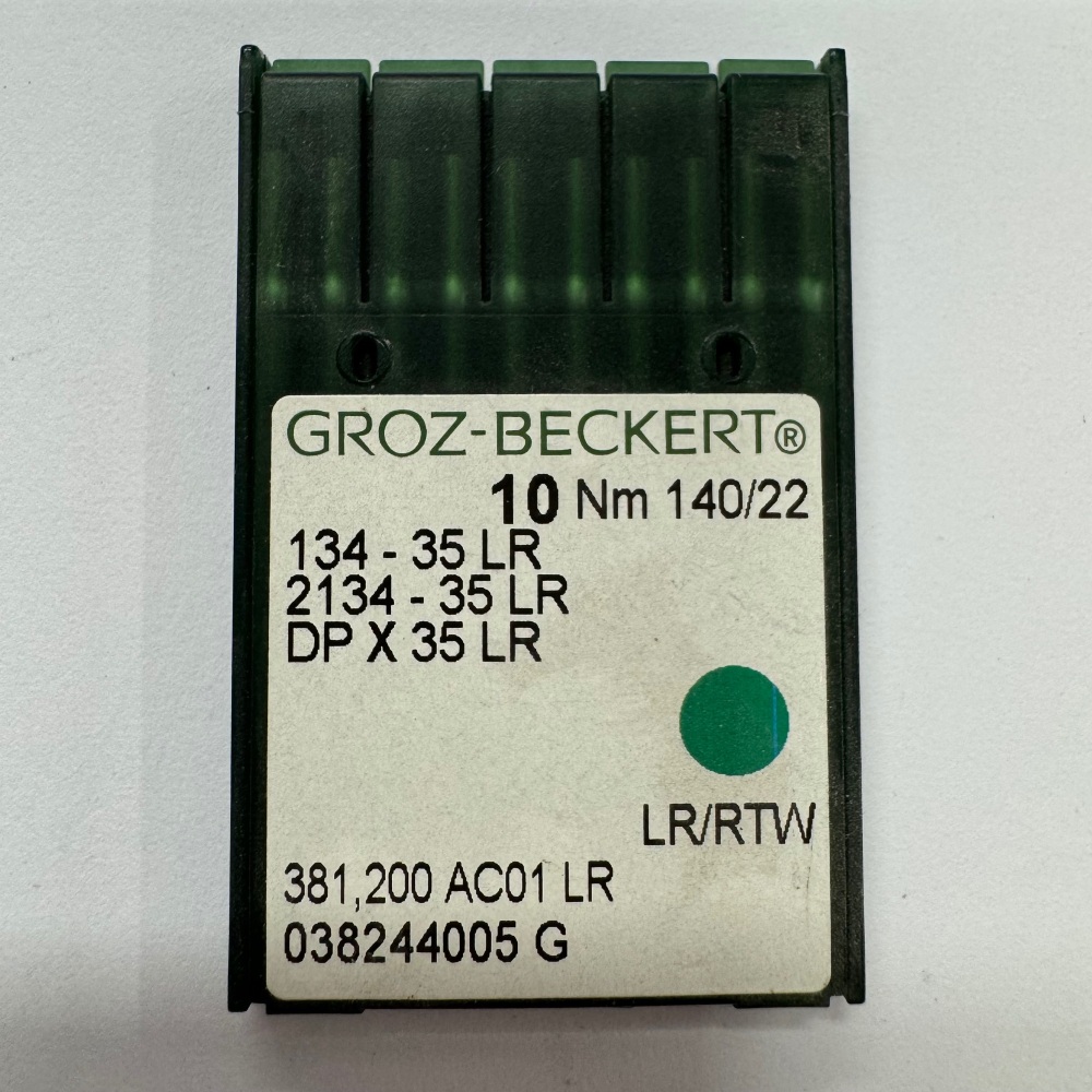 Industrial Machine Needles - Groz-Beckert 134-35 LR / 2134-35 LR / DPX35 LR - Size 140/22 - LR/RTW (Leather Reverse Twist) Point - Pack of 10 Needles