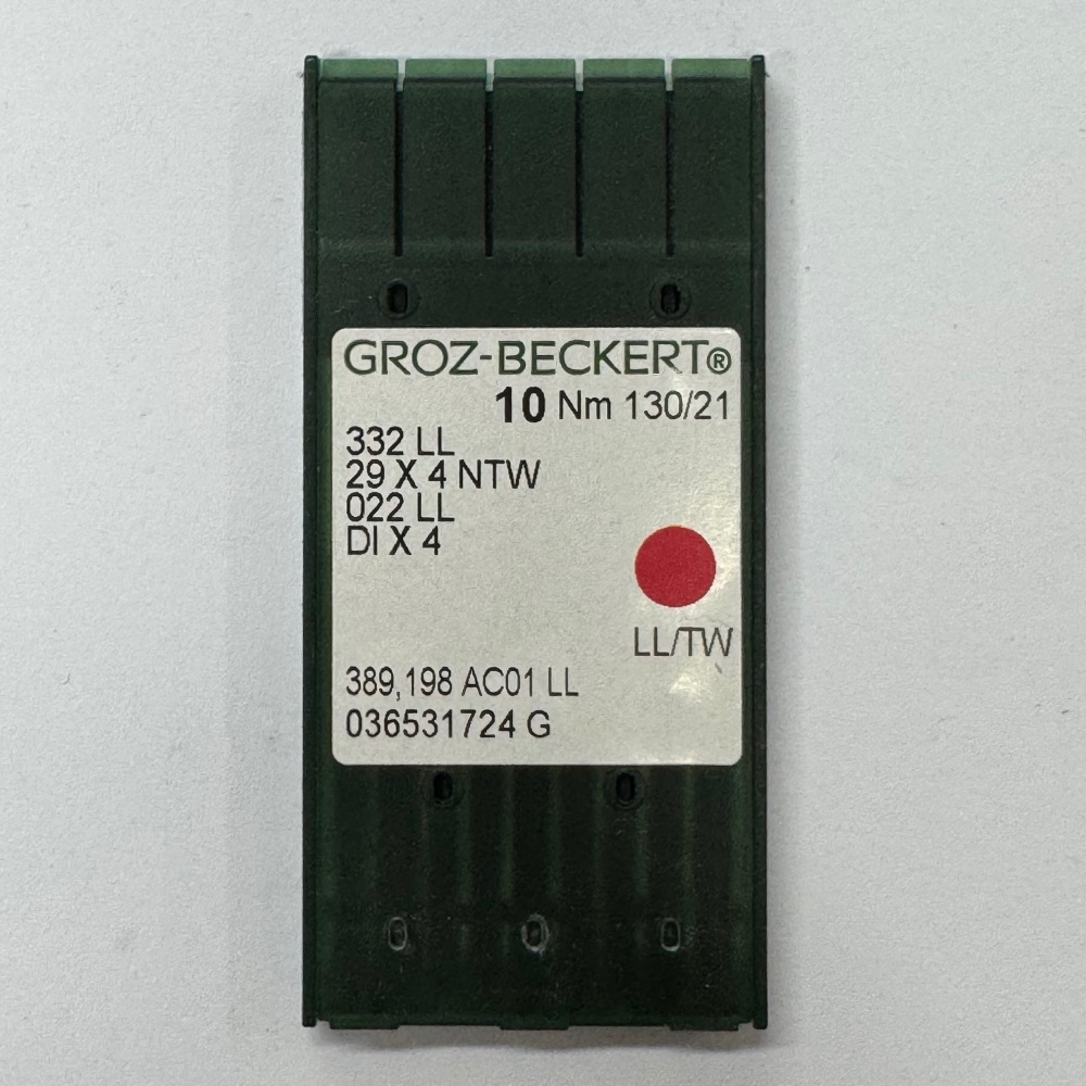 Industrial Machine Needles - Groz-Beckert 332 LL / 29X4 NTW / 022 LL / DIX4 - Size 130/21 - LL/TW (Leather Twist) Point - Pack of 10 Needles