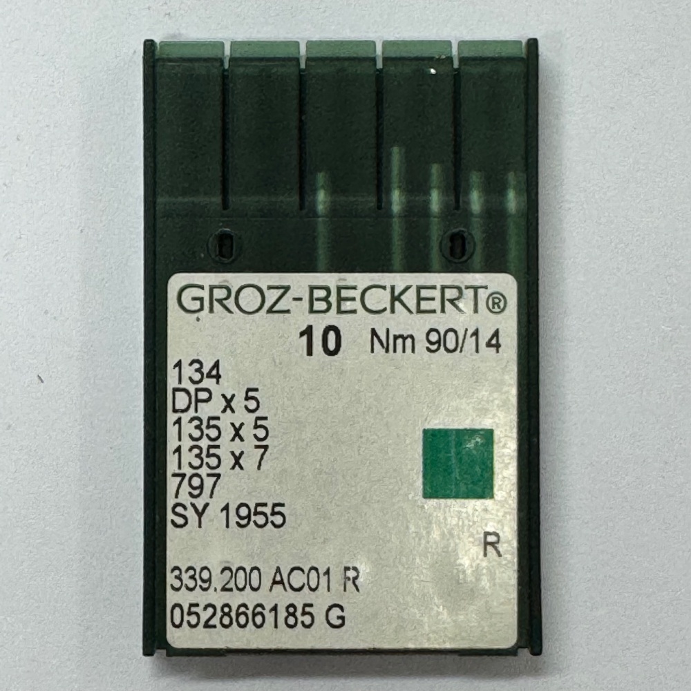 Industrial Machine Needles - Groz-Beckert 134 / DPX5 / 135X5 / SY1955 - Size 90/14 - R (Regular Round) Point - Pack of 10 Needles