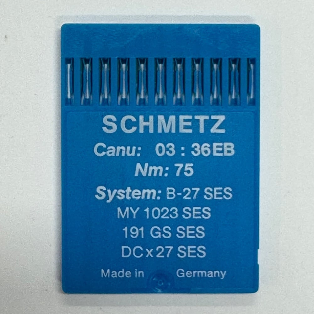 Industrial Machine Needles - Schmetz B-27 SES / MY1023 SES / 191GS SES / DCX27 SES - Size 75 - Light Ball Point - Pack of 10 Needles