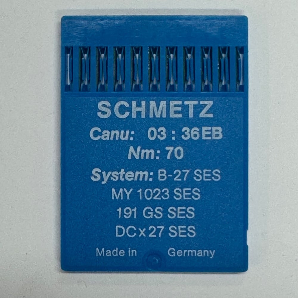 Industrial Machine Needles - Schmetz B-27 SES / MY1023 SES / 191GS SES / DCX27 SES - Size 70 - Light Ball Point - Pack of 10 Needles