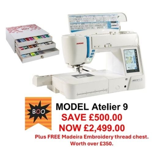 Janome Atelier 9 - save £500 + free Madeira thread chest worth £350