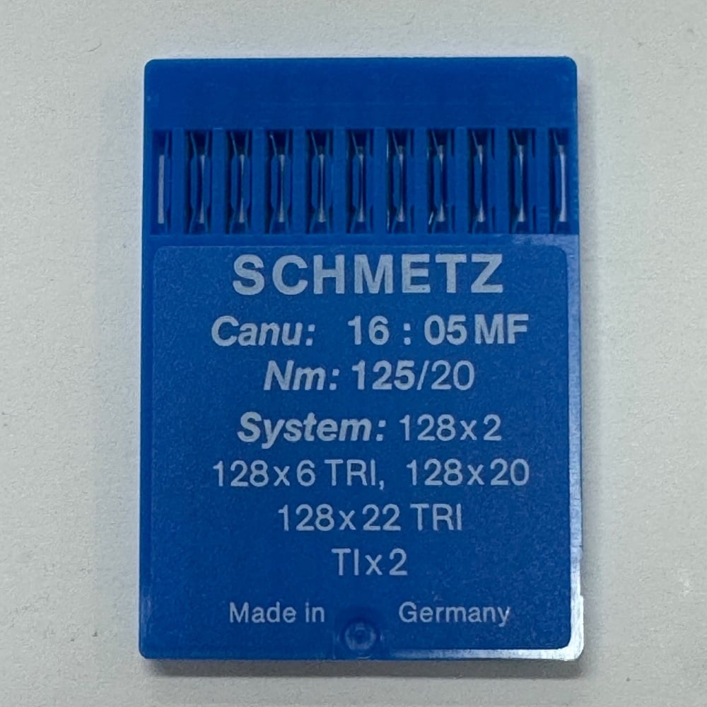 Industrial Machine Needles - Schmetz 128X2 / 128X6 TRI / 128X20 / 128X22 TRI / TIX2 - Size 125/20 - Triangular Point - Pack of 10 Needles