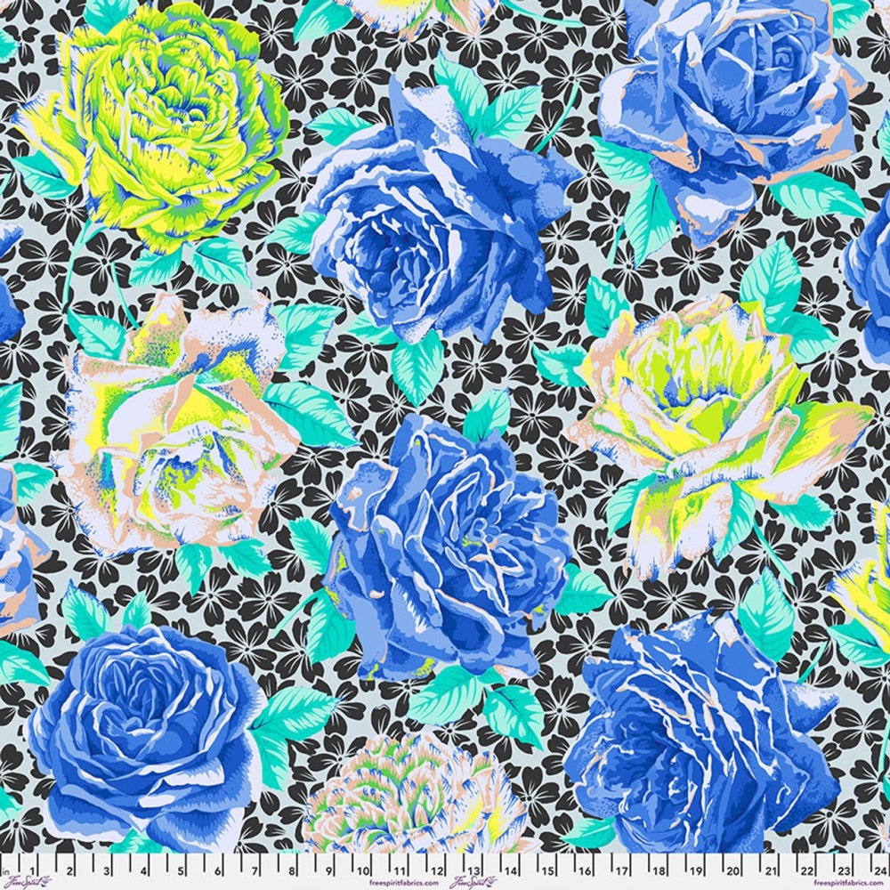 *COMING SOON - NOT YET AVAILABLE TO PURCHASE* - Rose Bloom - Blue - PWPJ077.BLUE - Kaffe Fassett Collective