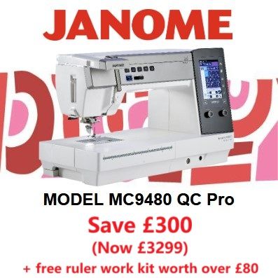 Janome Horizon Memory Craft 9480QCP - save £300 (usual price £3599) + free ruler work kit worth over £80