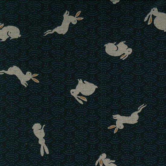 Japanese Fabric - Nara - Rabbits - Navy (No. 60670-104) - Sevenberry Fabrics