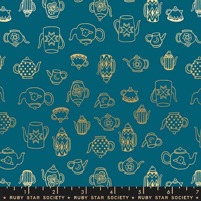 Last Piece - 50cm length - Moda - Purl by Ruby Star Society - Tea Time - RS2035 16M (Teal)