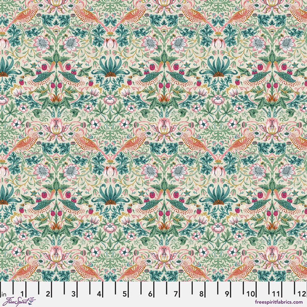 Morris & Co - Bedford Park - Mini Strawberry Thief (Mineral) - PWWM002.MINER - Free Spirit Fabrics