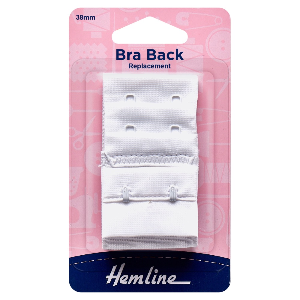 REDUCED TO CLEAR - Bra Back Replacement - 38mm - White - Hemline (H770.38/WHT) *4 AVAILABLE*