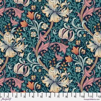 Last Fat Quarter - Morris & Co - Red House - Golden Lily (Teal) - PWWM028.TEAL (2 available)