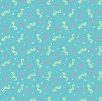 Last Fat Quarter - Makower - Merryn - 2003/B Seahorses Blue (2 available)