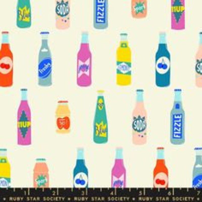 Last Piece - 1 metre length - Moda - Pop! by Ruby Star Society - Soda Bottles (Cream Soda)