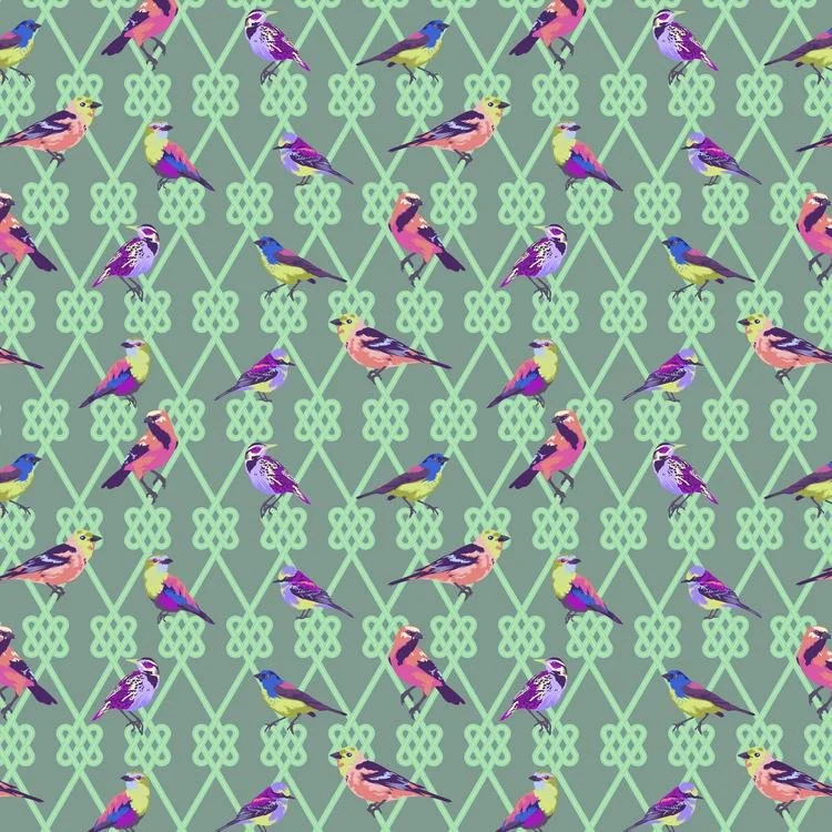 Last Piece - 18" x 21" (Imperial Fat Quarter) - Tula Pink - Moon Garden - In A Finch (Dusk) - PWTP198.DUSK