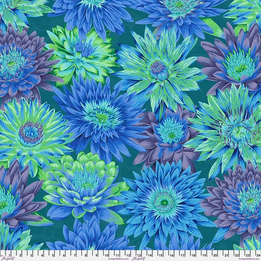 Tropical Water Lilies - Blue - PWPJ119.BLUE - Kaffe Fassett Collective - Last Fat Quarter