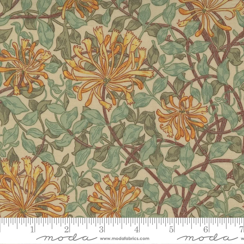 Last Fat Quarter - Best Of Morris by Barbara Brackman - Honeysuckle - No. 8362 11  (Sage Green) - Moda Fabrics (2 available)