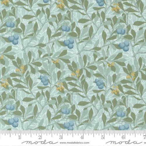 Last Fat Quarter - Morris Meadow by Barbara Brackman - Arbutus - No. 8373 16 (Aquamarine) - Moda Fabrics