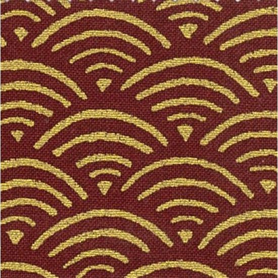 Japanese Fabric - Minna - Seigaiha (Waves) - Red / Gold (No. 103) - Nutex Fabrics