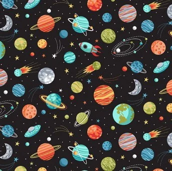 Last Fat Quarter - Makower - Outer Space - No. 2270/X Planets (Black)