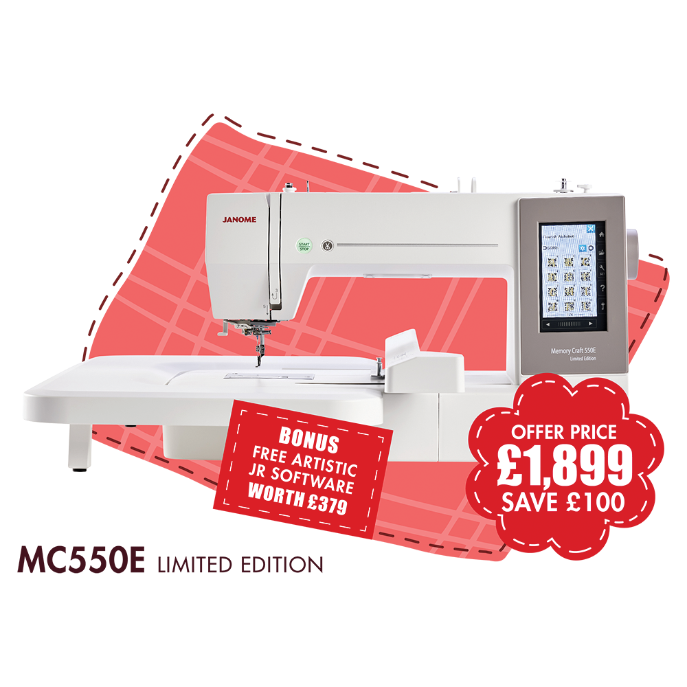 Janome Memory Craft 550E LE - save &pound;100 + free embroidery software worth &pound;379