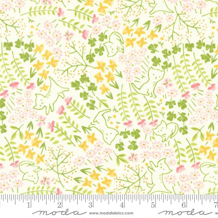 Last Fat Quarter - Moda - Here Kitty Kitty - Garden Kitty - No. 20833 11 (Cream) (2 available)