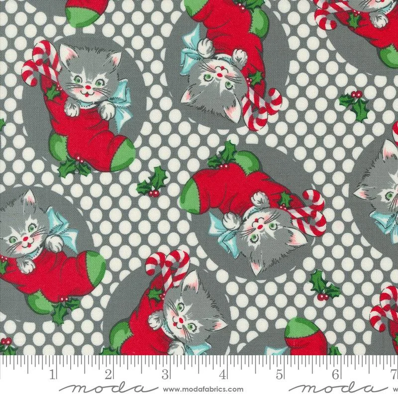 Last Fat Quarter - Moda  - Kitty Christmas - Kitty Dots - 31200 19 (Coal) (3 available)