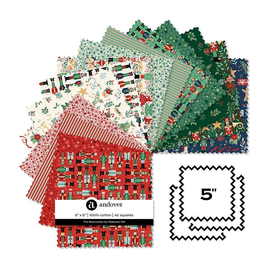 *COMING SOON - NOT YET AVAILABLE TO PURCHASE* - The Nutcracker by Makower - 5" Squares (Charm Pack)