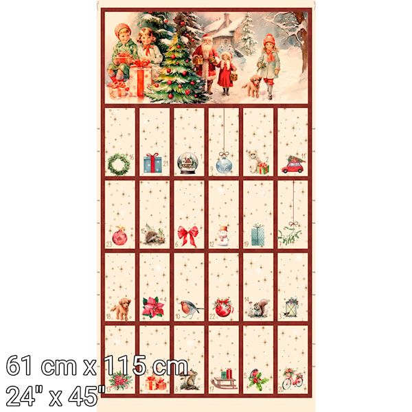*COMING SOON - NOT YET AVAILABLE TO PURCHASE* - Vintage Christmas by Stof Fabrics - Advent (Cream) - 4504-172