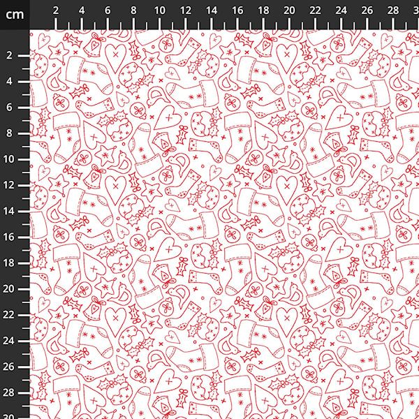 Redwork Christmas by Stof Fabrics - Scatter (Cream) - 4790-809