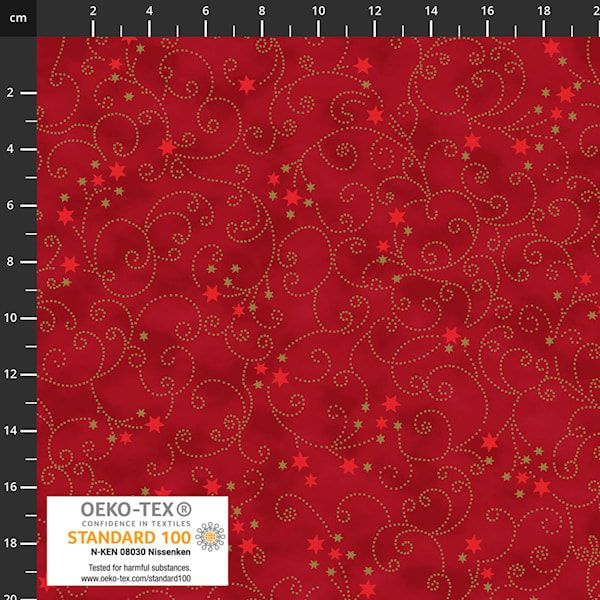 Snow Crystal by Stof Fabrics - Scroll (Red Gold) - 4593-406