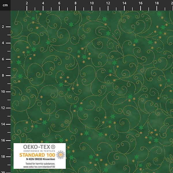 Snow Crystal by Stof Fabrics - Scroll (Green Gold) - 4593-805