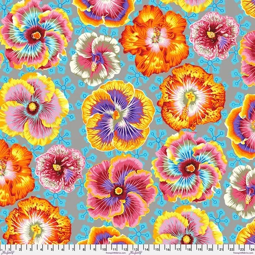 Floating Hibiscus - Grey - PWPJ122.GREY - Kaffe Fassett Collective - Last Fat Quarter (2 available)