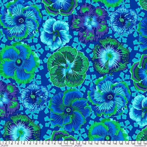 Floating Hibiscus - Blue - PWPJ122.BLUE - Kaffe Fassett Collective - Last Fat Quarter