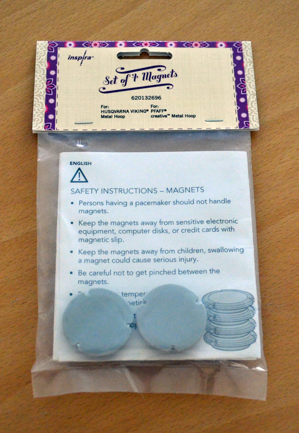 HUSQVARNA VIKING Set of 4 Magnets for Metal Hoop  - *Unopened & Unused* - O