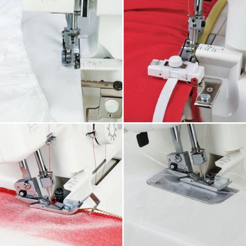 Janome Foot Set - Cording Feet, Gathering & Elastic Gathering Attachments (Overlocker*) *Unused - Like New* Packaging is damaged or missing - see info