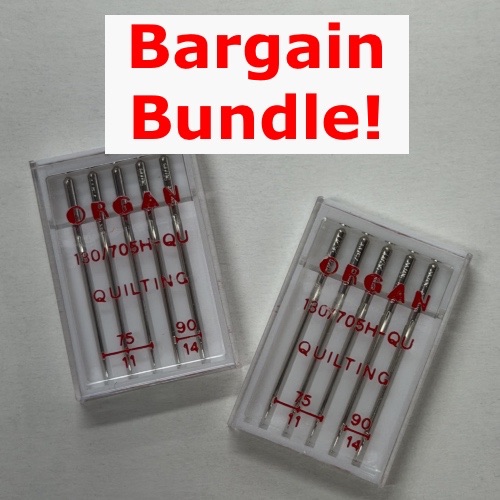 BARGAIN BUNDLE! Quilting Needles - Mixed Sizes 75 & 90 - 2 Packs of 5 - Organ