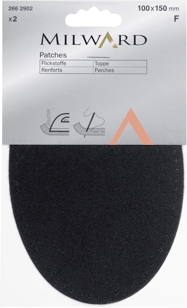 REDUCED TO CLEAR - Patches - Iron-On - Black - 100 x 150 mm - Milward (2662902)