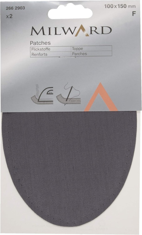 REDUCED TO CLEAR - Patches - Iron-On - Dark Grey - 100 x 150 mm - Milward (2662903)