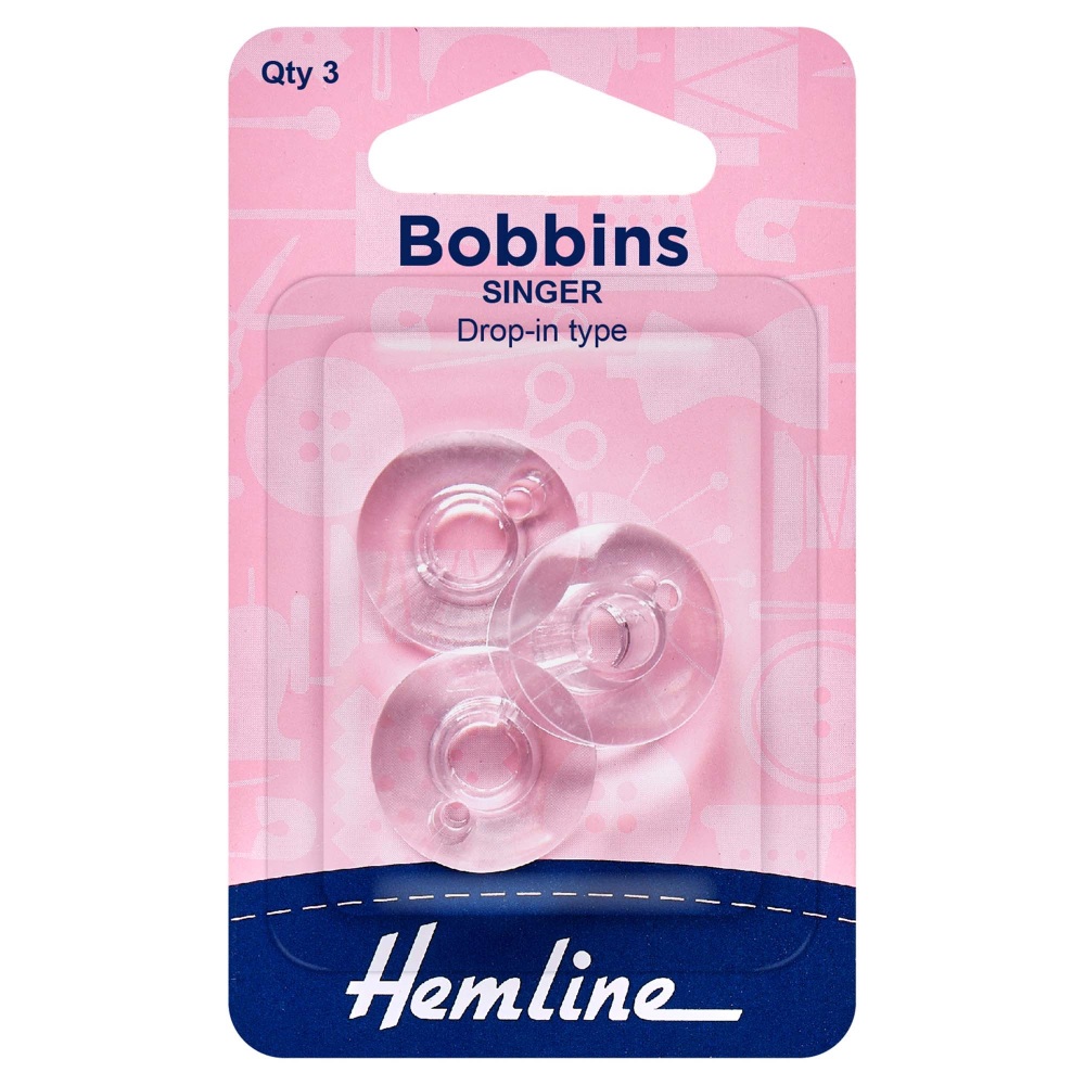 Singer Bobbins - Plastic - Class 66K - Pack of 3  - Hemline (H120.14)