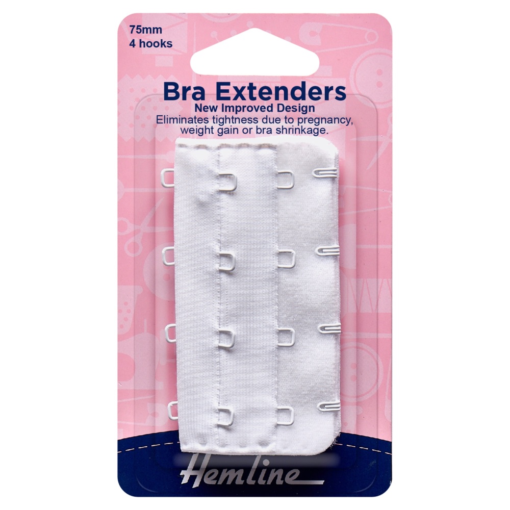REDUCED TO CLEAR - Bra Back Extenders - 75mm - White - Hemline (H771.75/WHT) *2 AVAILABLE*