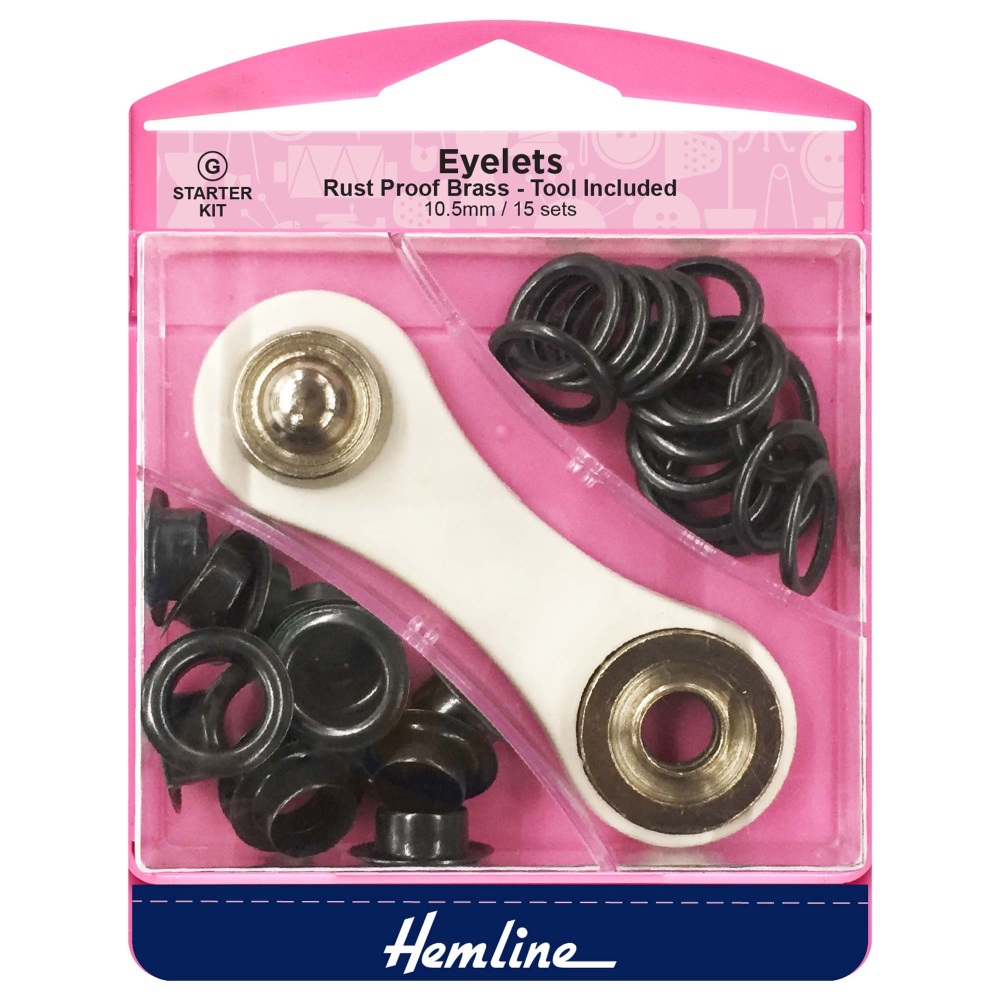 REDUCED TO CLEAR - Eyelets - Black - 10.5mm - Hemline (H438P.10.B)