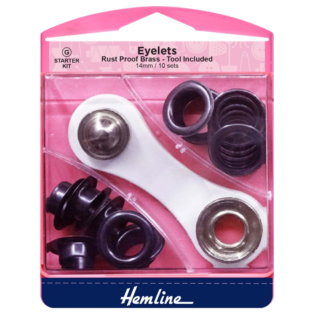 REDUCED TO CLEAR - Eyelets - Black - 14mm - Hemline (H438P.14.B)