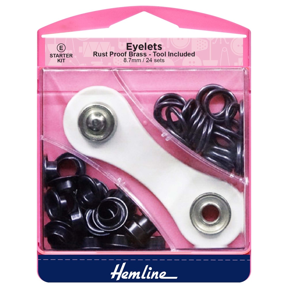REDUCED TO CLEAR - Eyelets - Black - 8.7mm - Hemline (H438P.8.B)