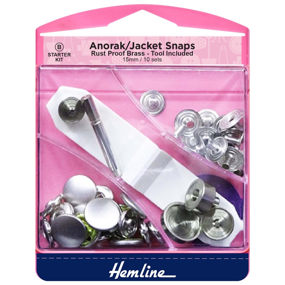 REDUCED TO CLEAR - Snap Fasteners - Anorak - Nickel - 15mm - Hemline (H407S.N)