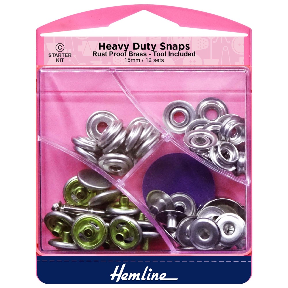 REDUCED TO CLEAR - Snap Fasteners - Heavy Duty - Nickel - 15mm - Hemline (H405S.N)