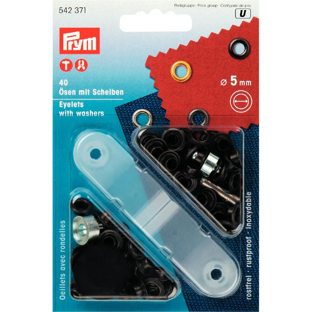 REDUCED TO CLEAR - Eyelets - Black - 5mm - Prym (542371) *1 availabke