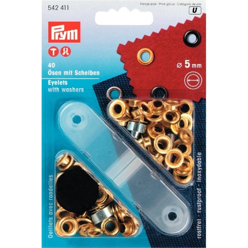 REDUCED TO CLEAR - Eyelets - Gold - 5mm - Prym (542411) *1 availabke