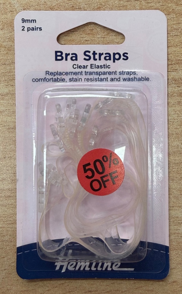 REDUCED TO CLEAR - Bra Straps - 9mm - Clear Elastic - Hemline (H774.C2)
